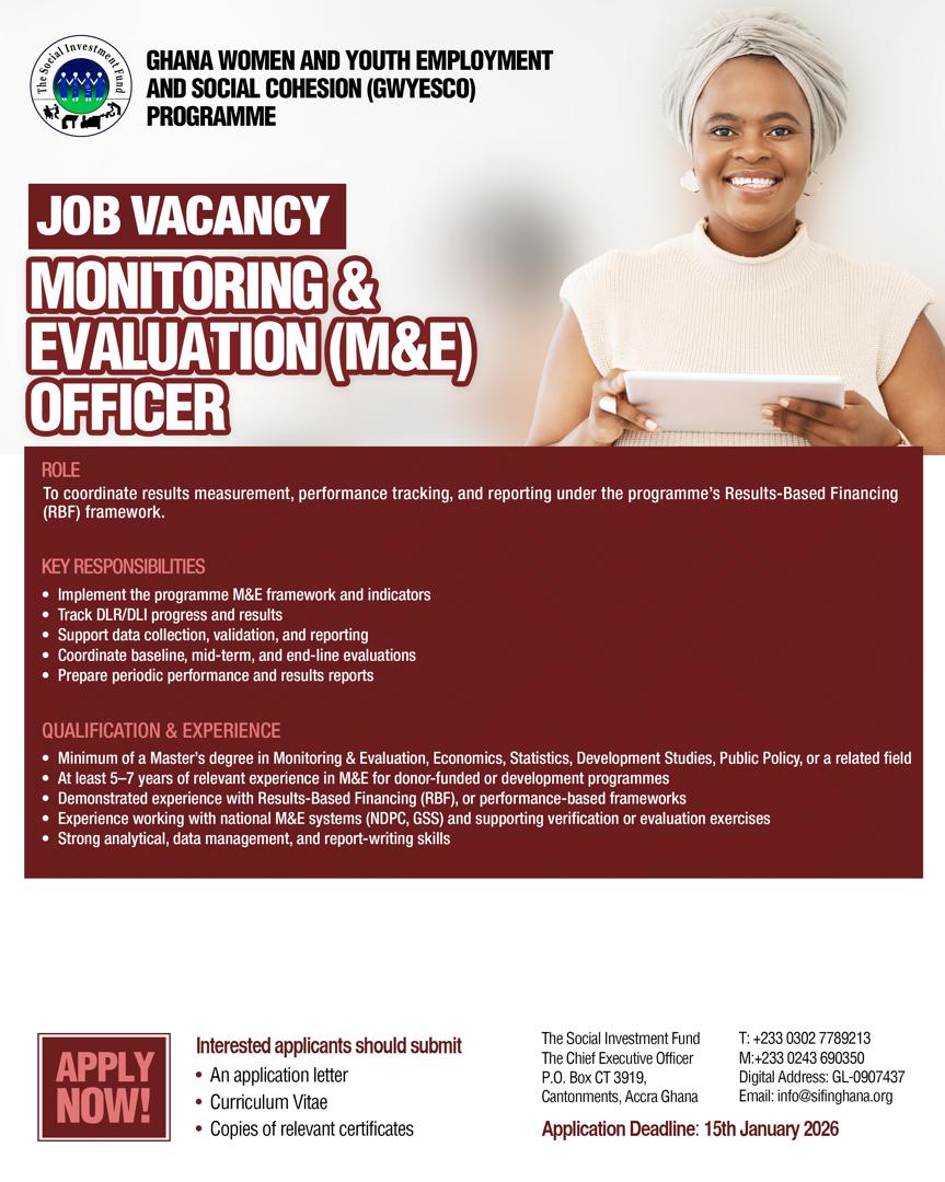 MONITORING & EVALUATION (M&E) OFFICER